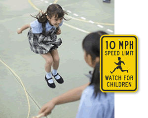 Slow children playing MPH sign
