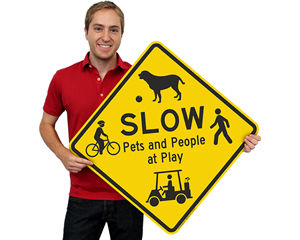 Slow Down Kids and People at Play Sign