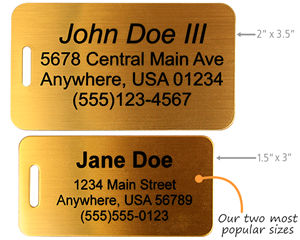 Solid brass luggage tags