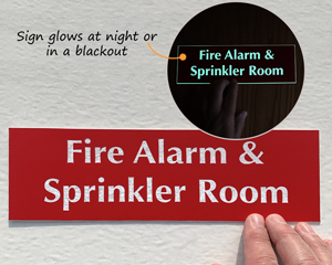 Reflective Fire alarm and spinkler room sign