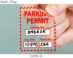 Static cling parking permit decal