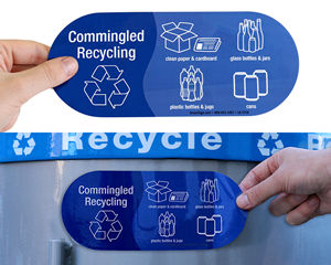 Stickers for commingled recyclables