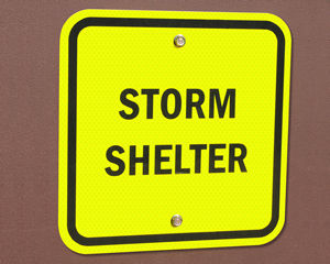 Storm shelter sign