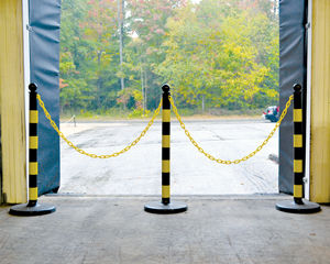 Striped safety stanchions