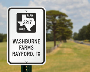 Custom texas farm road sign