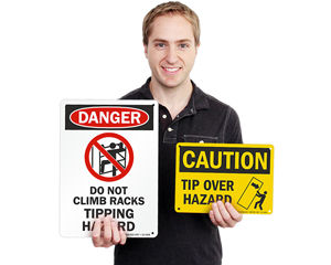 Tip over hazard signs