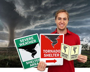 Tornado shelter signs