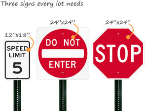 Parking lot traffic signs