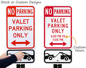 Valet Parking Only Signs