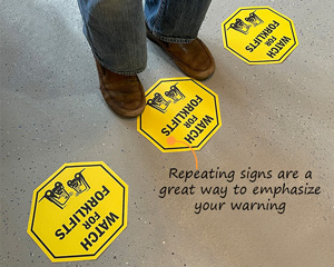 Watch for forklift floor signs