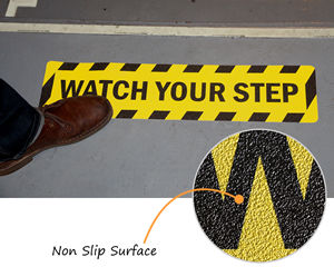 watch your step floor sign