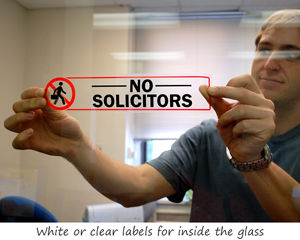 White or Clear Glass Door Labels