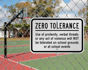 Zero Tolerance School Grounds Rules Sign