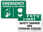 Eye Wash + Shower Signs