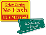 No Cash Signs