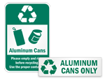 Recycle Aluminum Cans Signs & Labels