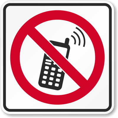 No cell phones allowed sign 