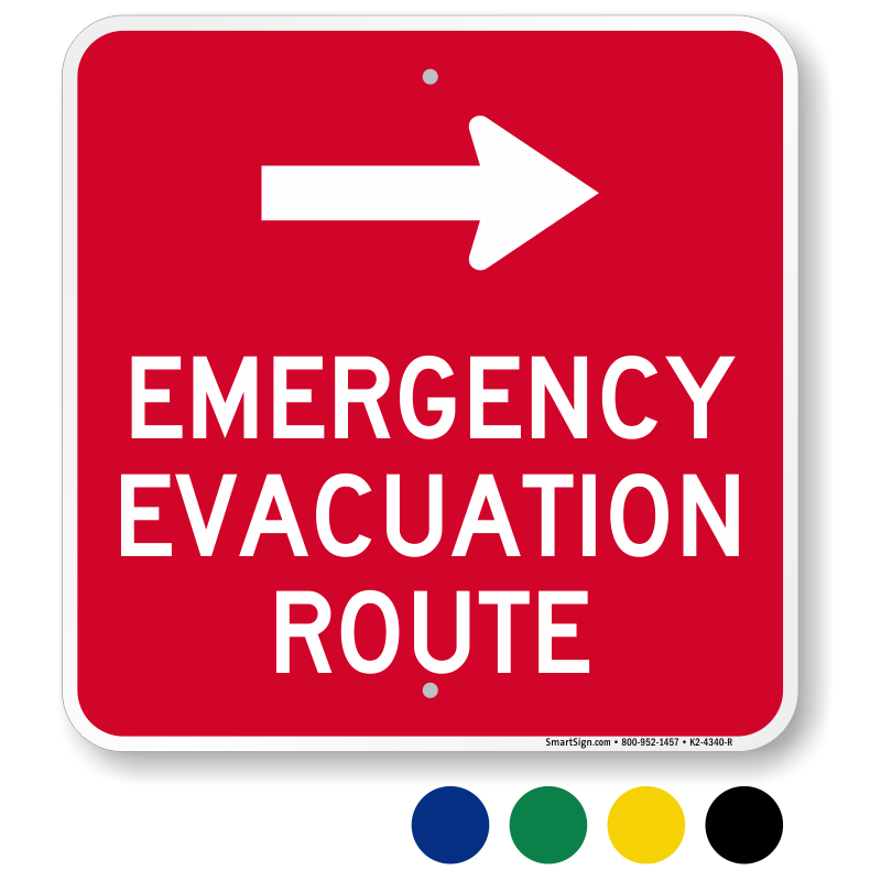 Emergency Evacuation Route Right Arrow Signs, SKU: K2-4340-R