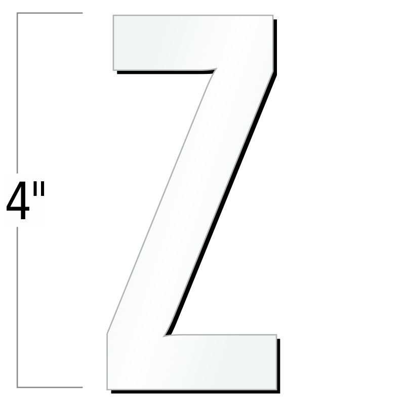 4 inch Die-Cut Magnetic Letter - Z, White, SKU - NL-MG-4-WT-Z