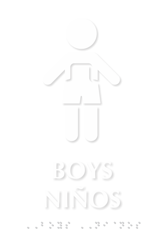 Bilingual Boys Ninos TactileTouch Braille Restroom Sign