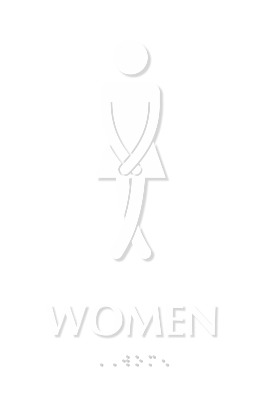 Cross legged Women's Bathroom Humor Sign