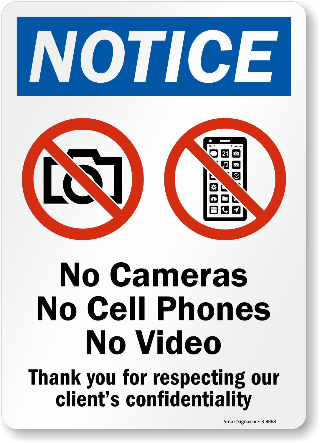 Notice. No cellphones sign. Signs and Notices. Фото Notice a sign.