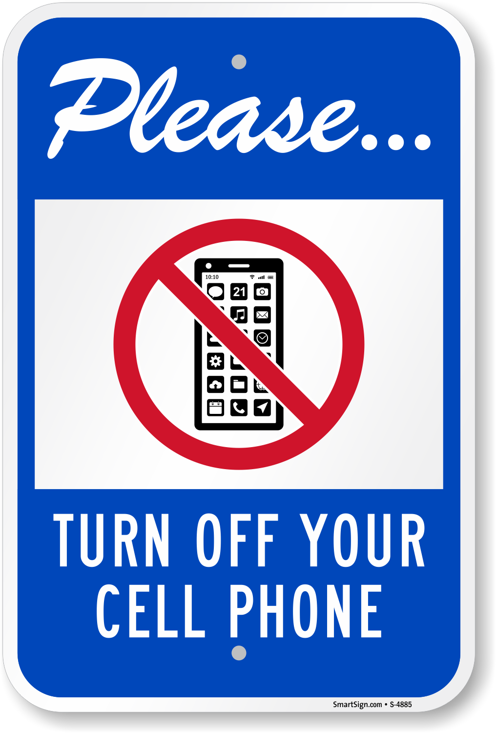 Please Turn Off Cell Phone Signs, No Cell Phone Signs, SKU S4885