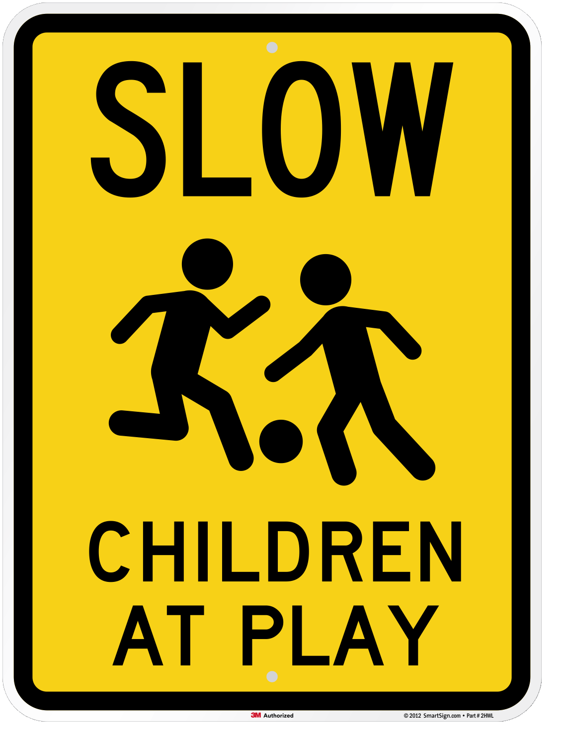Children crossing road sign. Yellow diamond background. Traffic