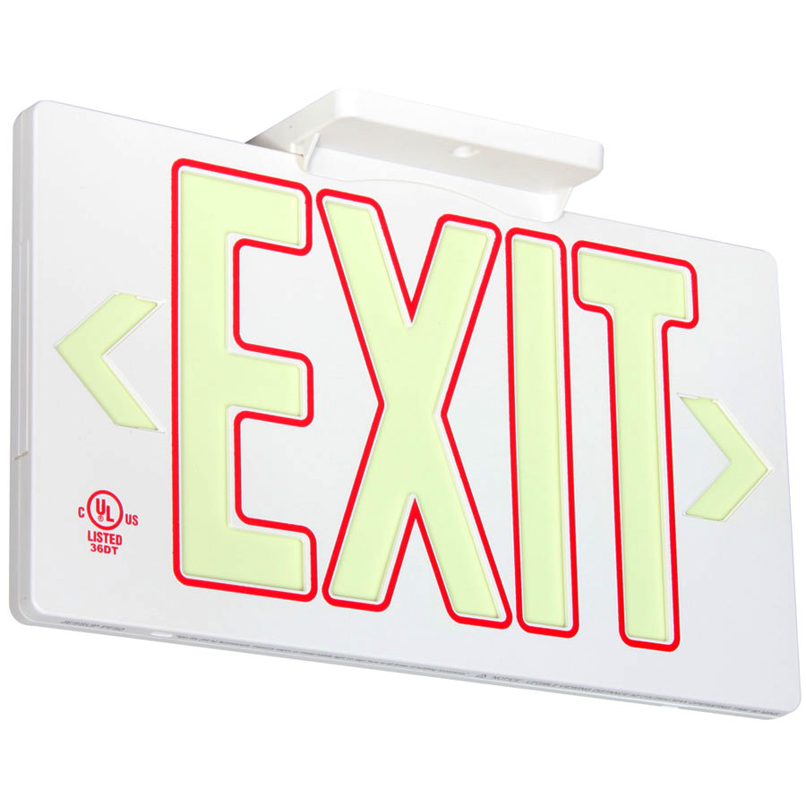 Jessup Glo Brite 7040-B Single Sided Exit Green Plastic Sign NEW 8.75 x 15.5” 