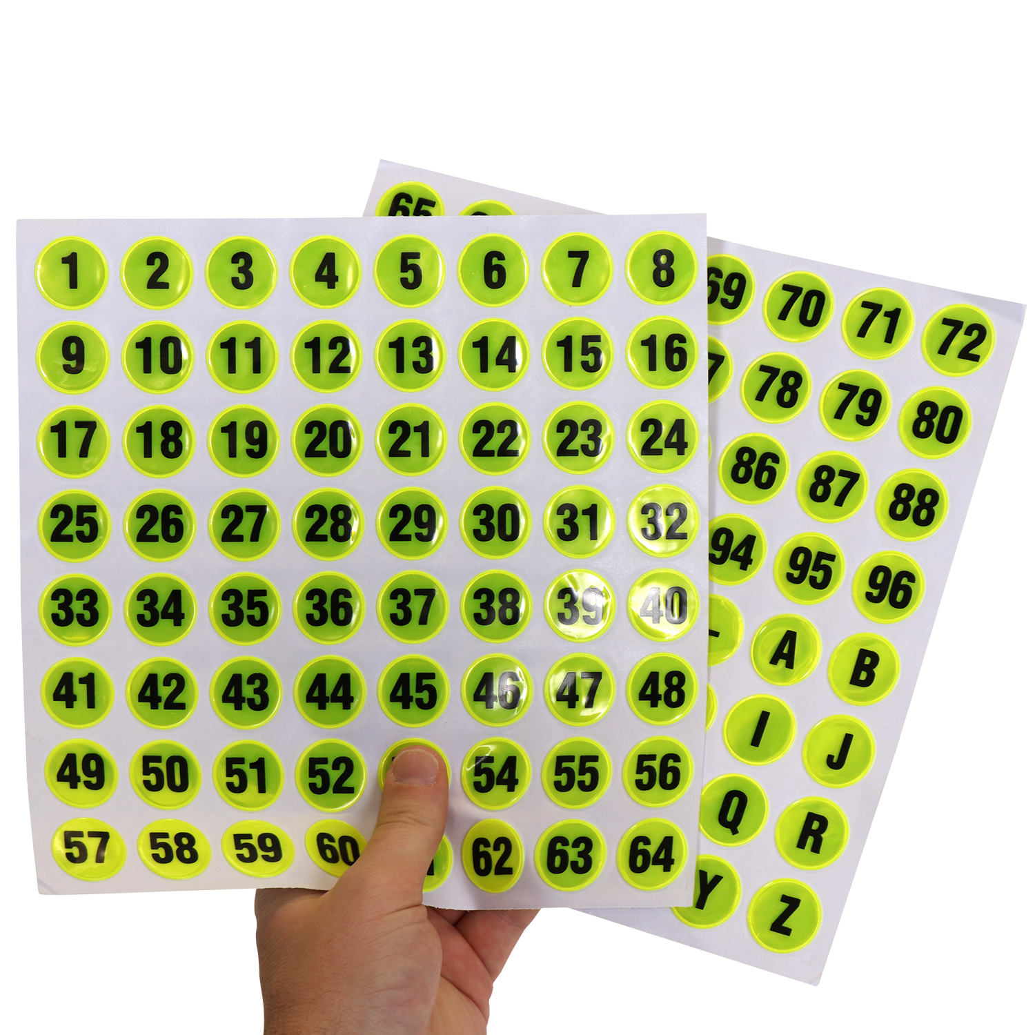 Reflective 1 Inch Numbers And Letters Circular Stickers Kit Signs, SKU:  LB-4350