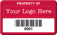 Asset Label, Property of Company Name with Barcode