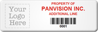Asset Label Property of Company Name with Barcode