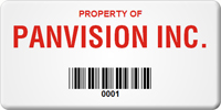 Asset Label, Property of Company Name with Barcode