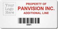 Asset Label, Property of Company Name with Barcode