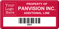 Asset Label, Property of Company Name with Barcode