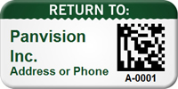 Custom 2D Return To Barcode Asset Tag