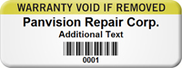Personalized Warranty Void Asset Tag with Barcode
