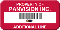 Asset Label Property of Company Name with Barcode