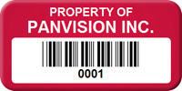 Asset Label Property of Company Name with Barcode