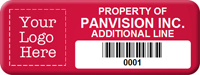 Asset Label Property of Company Name with Barcode