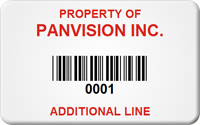 Asset Label, Property of Company Name with Barcode