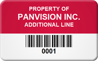 Asset Label, Property of Company Name with Barcode