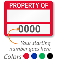 PROPERTY OF      (blank) Label with numbering