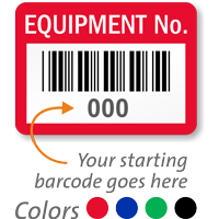 FoilGuard Equipment No. Metal Barcode Labels