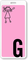 School Restroom Hall Pass ID with Girl Stick Figure