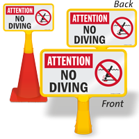 Attention No Diving ConeBoss Pool Sign