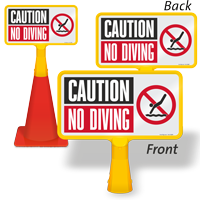 Caution No Diving ConeBoss Pool Sign