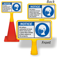 Visitors Contractors Truck Drivers Must Wear A Mask ConeBoss Sign