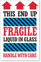 Fragile Liquid Handle Care Label