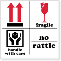 Fragile, No Rattle, Handle with Care Label